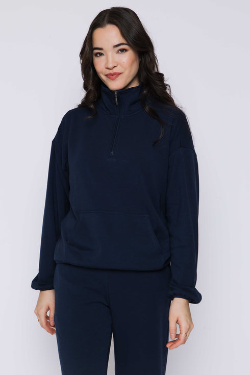 Everly-Luxe Fleece 1/2 Zip Mock neck